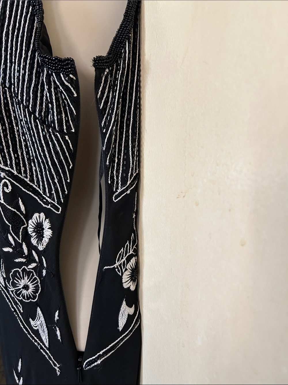 Aftershock London Vintage Beaded Black and White Silk Cocktail Dress size M - Picture 13 of 15